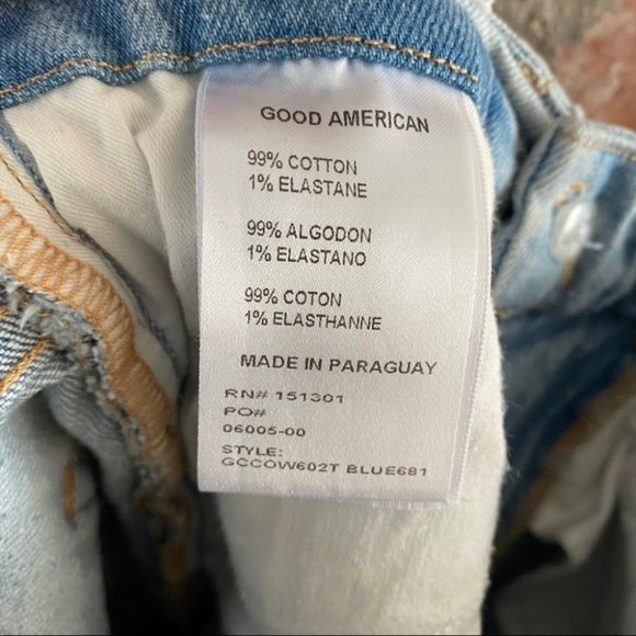 Good American Crossover Waist Distressed Skinny Jeans Blue 691 Light Wash - Picture 10 of 10